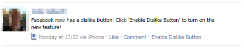 facebook enable dislike button wall post